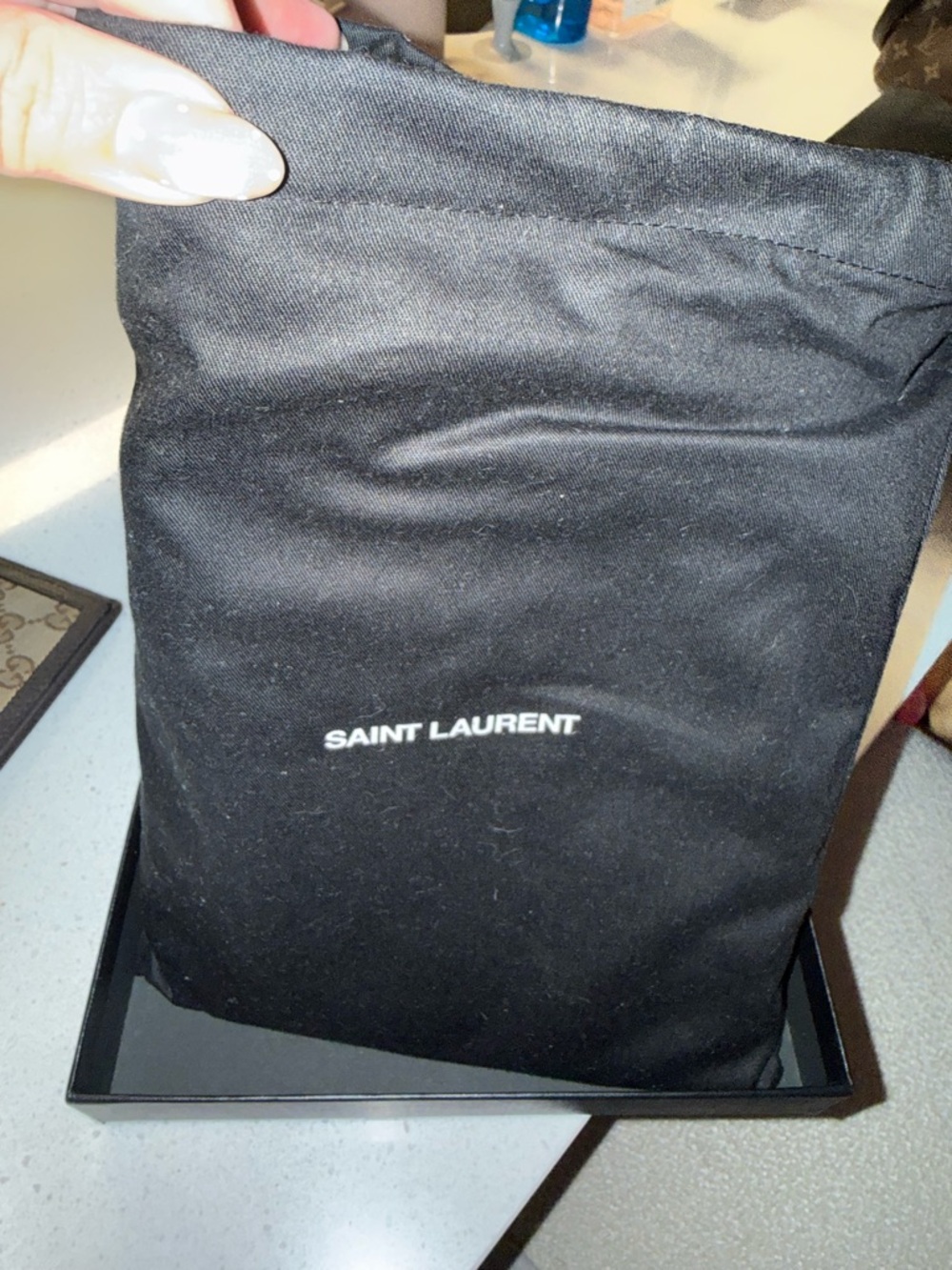 Saint Laurent JOLIE Black Quilted Leather Wristlet with Gold YSL Logo - Picture 5 of 6